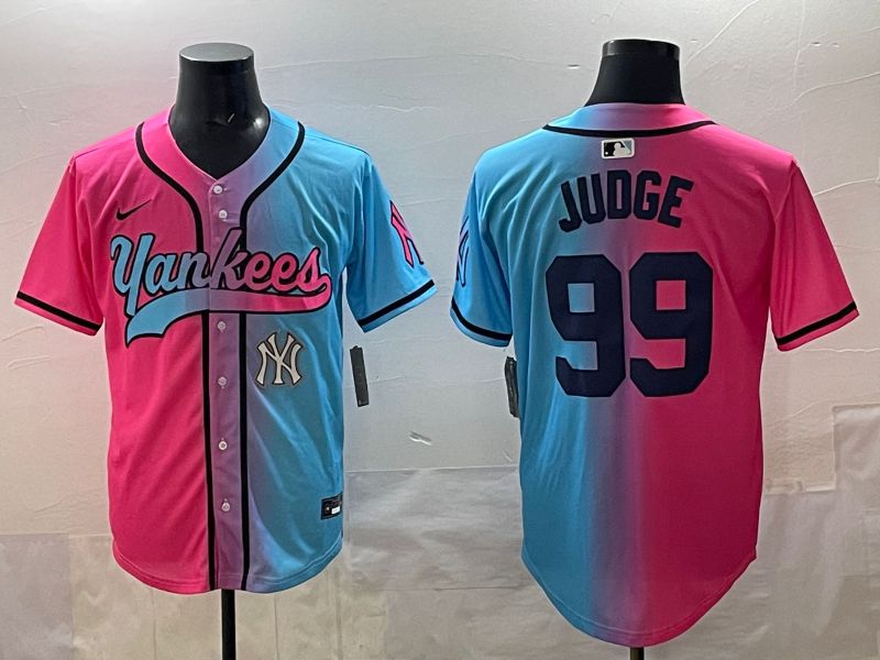 Men New York Yankees #99 Judge Blue pink Game 2025 Nike MLB Jersey style 0011->new york yankees->MLB Jersey